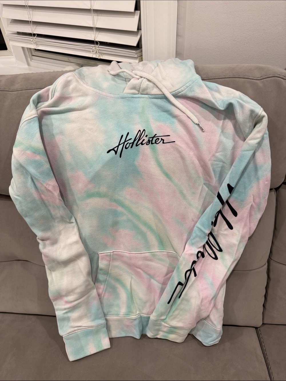 Hollister Pastel Tie-Dye Cowl Neck Hoodie - Pink, Blue & Mint